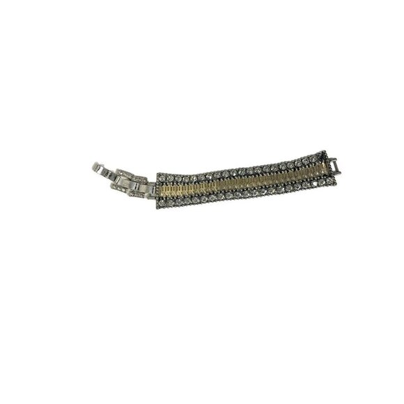 STELLA & DOT Bracelet - Antique Style Two-Tone Gold/Silver & Diamanté- Glamour - Picture 1 of 4
